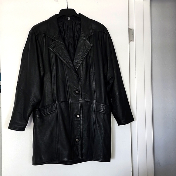 Vintage genuine Leather Trench Coat Women's Jacket - Picture 1 of 2